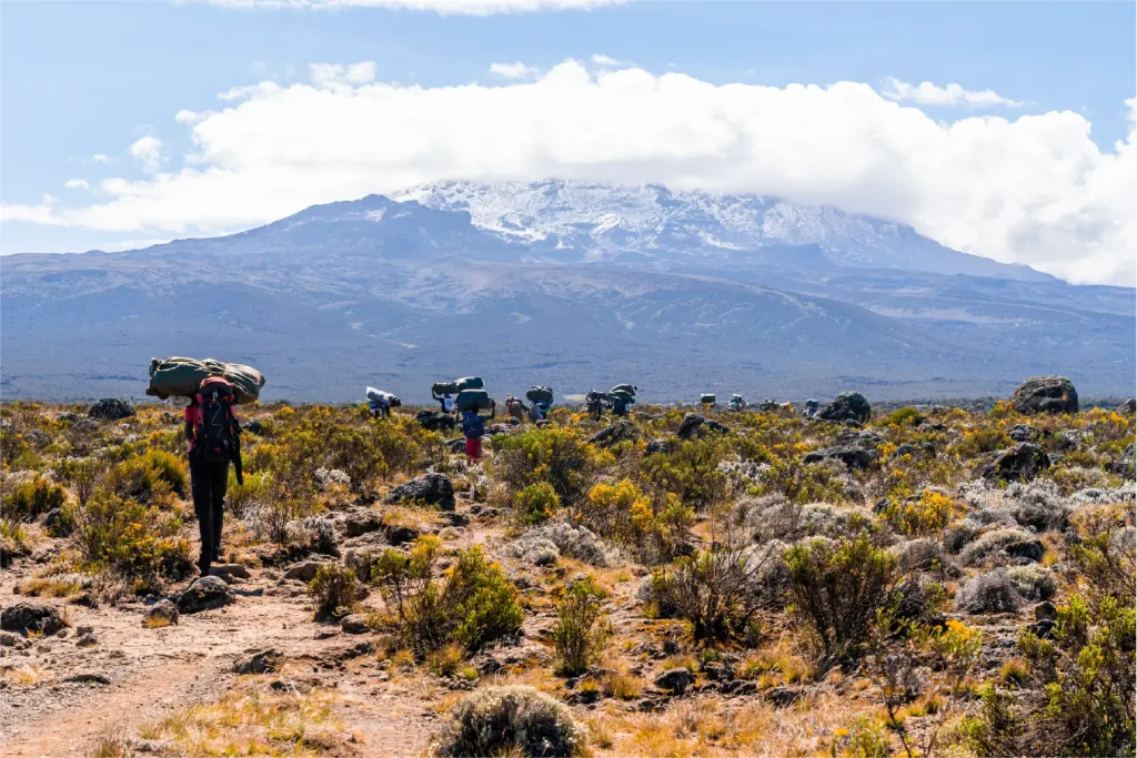 Hikers on Mount Kilimanjaro - Amboseli, Tsavo West and East safari - Geoffreys Travels